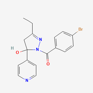 molecular formula C17H16BrN3O2 B4889875 1-(4-bromobenzoyl)-3-ethyl-5-(4-pyridinyl)-4,5-dihydro-1H-pyrazol-5-ol 
