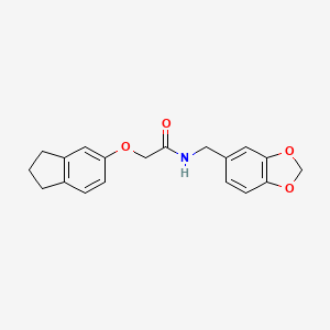 molecular formula C19H19NO4 B4889889 N-(1,3-benzodioxol-5-ylmethyl)-2-(2,3-dihydro-1H-inden-5-yloxy)acetamide 