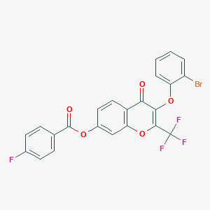 3-(2-bromophenoxy)-4-oxo-2-(trifluoromethyl)-4H-chromen-7-yl 4-fluorobenzoate