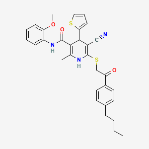 molecular formula C31H31N3O3S2 B4889921 6-{[2-(4-butylphenyl)-2-oxoethyl]thio}-5-cyano-N-(2-methoxyphenyl)-2-methyl-4-(2-thienyl)-1,4-dihydro-3-pyridinecarboxamide 