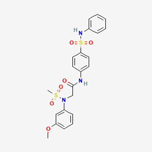 molecular formula C22H23N3O6S2 B4889940 N~1~-[4-(anilinosulfonyl)phenyl]-N~2~-(3-methoxyphenyl)-N~2~-(methylsulfonyl)glycinamide 