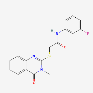 molecular formula C17H14FN3O2S B4889970 N-(3-fluorophenyl)-2-[(3-methyl-4-oxo-3,4-dihydro-2-quinazolinyl)thio]acetamide 
