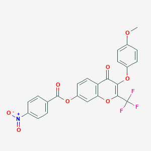 3-(4-methoxyphenoxy)-4-oxo-2-(trifluoromethyl)-4H-chromen-7-yl 4-nitrobenzoate