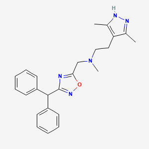 molecular formula C24H27N5O B4890001 2-(3,5-dimethyl-1H-pyrazol-4-yl)-N-{[3-(diphenylmethyl)-1,2,4-oxadiazol-5-yl]methyl}-N-methylethanamine 