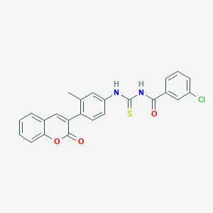 molecular formula C24H17ClN2O3S B4890010 3-chloro-N-({[3-methyl-4-(2-oxo-2H-chromen-3-yl)phenyl]amino}carbonothioyl)benzamide 