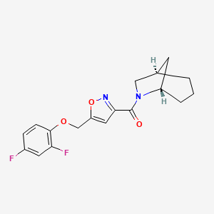 molecular formula C18H18F2N2O3 B4890030 (1R*,5S*)-6-({5-[(2,4-difluorophenoxy)methyl]-3-isoxazolyl}carbonyl)-6-azabicyclo[3.2.1]octane 
