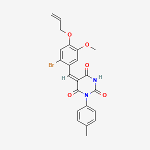 molecular formula C22H19BrN2O5 B4890032 5-[4-(allyloxy)-2-bromo-5-methoxybenzylidene]-1-(4-methylphenyl)-2,4,6(1H,3H,5H)-pyrimidinetrione 