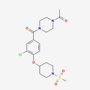molecular formula C19H26ClN3O5S B4890040 1-acetyl-4-(3-chloro-4-{[1-(methylsulfonyl)-4-piperidinyl]oxy}benzoyl)piperazine 