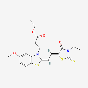 molecular formula C20H22N2O4S3 B4890069 ethyl 3-[2-[2-(3-ethyl-4-oxo-2-thioxo-1,3-thiazolidin-5-ylidene)ethylidene]-5-methoxy-1,3-benzothiazol-3(2H)-yl]propanoate 