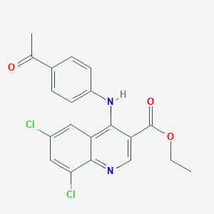 molecular formula C20H16Cl2N2O3 B489007 Ethyl 4-[(4-acetylphenyl)amino]-6,8-dichloroquinoline-3-carboxylate CAS No. 459418-82-7