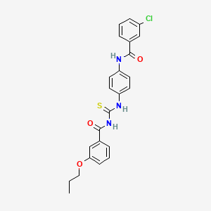molecular formula C24H22ClN3O3S B4890112 3-chloro-N-[4-({[(3-propoxybenzoyl)amino]carbonothioyl}amino)phenyl]benzamide 