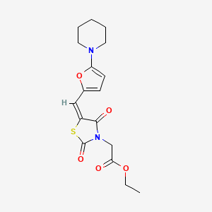 molecular formula C17H20N2O5S B4890145 ethyl (2,4-dioxo-5-{[5-(1-piperidinyl)-2-furyl]methylene}-1,3-thiazolidin-3-yl)acetate 