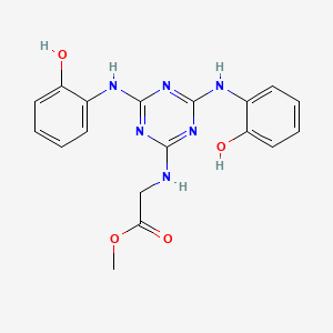 molecular formula C18H18N6O4 B4890205 methyl N-{4,6-bis[(2-hydroxyphenyl)amino]-1,3,5-triazin-2-yl}glycinate 