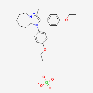 molecular formula C25H31ClN2O6 B4890259 1,2-bis(4-ethoxyphenyl)-3-methyl-1,5,6,7,8,9-hexahydroimidazo[1,2-a]azepin-4-ium perchlorate 