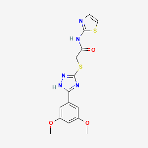 molecular formula C15H15N5O3S2 B4890281 2-{[5-(3,5-dimethoxyphenyl)-4H-1,2,4-triazol-3-yl]thio}-N-1,3-thiazol-2-ylacetamide 