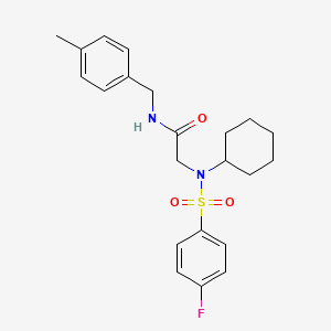 molecular formula C22H27FN2O3S B4890297 N~2~-cyclohexyl-N~2~-[(4-fluorophenyl)sulfonyl]-N~1~-(4-methylbenzyl)glycinamide 