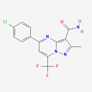 molecular formula C15H10ClF3N4O B4890305 5-(4-chlorophenyl)-2-methyl-7-(trifluoromethyl)pyrazolo[1,5-a]pyrimidine-3-carboxamide 