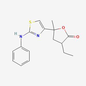 molecular formula C16H18N2O2S B4890310 5-(2-anilino-1,3-thiazol-4-yl)-3-ethyl-5-methyldihydro-2(3H)-furanone 