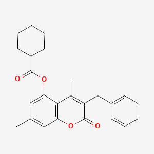 molecular formula C25H26O4 B4890378 3-benzyl-4,7-dimethyl-2-oxo-2H-chromen-5-yl cyclohexanecarboxylate 