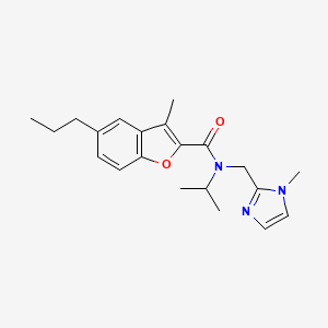 molecular formula C21H27N3O2 B4890421 N-isopropyl-3-methyl-N-[(1-methyl-1H-imidazol-2-yl)methyl]-5-propyl-1-benzofuran-2-carboxamide 