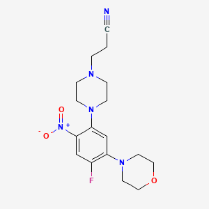 molecular formula C17H22FN5O3 B4890484 3-{4-[4-fluoro-5-(4-morpholinyl)-2-nitrophenyl]-1-piperazinyl}propanenitrile 