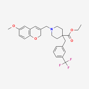 molecular formula C27H30F3NO4 B4890492 ethyl 1-[(6-methoxy-2H-chromen-3-yl)methyl]-4-[3-(trifluoromethyl)benzyl]-4-piperidinecarboxylate 