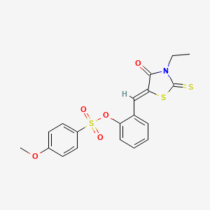 molecular formula C19H17NO5S3 B4890596 2-[(3-ethyl-4-oxo-2-thioxo-1,3-thiazolidin-5-ylidene)methyl]phenyl 4-methoxybenzenesulfonate 