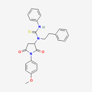 molecular formula C26H25N3O3S B4890637 N-[1-(4-methoxyphenyl)-2,5-dioxo-3-pyrrolidinyl]-N'-phenyl-N-(2-phenylethyl)thiourea 