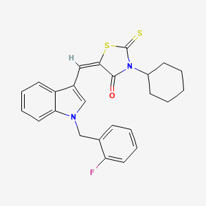3-cyclohexyl-5-{[1-(2-fluorobenzyl)-1H-indol-3-yl]methylene}-2-thioxo-1,3-thiazolidin-4-one