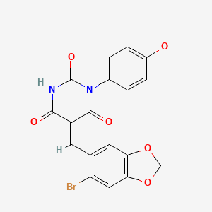 molecular formula C19H13BrN2O6 B4890683 5-[(6-bromo-1,3-benzodioxol-5-yl)methylene]-1-(4-methoxyphenyl)-2,4,6(1H,3H,5H)-pyrimidinetrione 