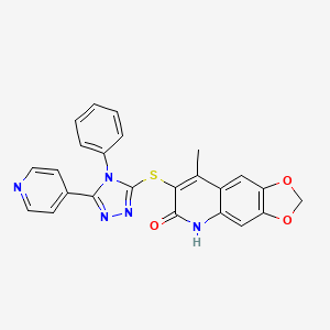 8-methyl-7-{[4-phenyl-5-(4-pyridinyl)-4H-1,2,4-triazol-3-yl]thio}[1,3]dioxolo[4,5-g]quinolin-6(5H)-one