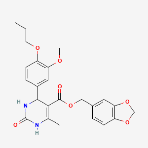 molecular formula C24H26N2O7 B4890738 1,3-benzodioxol-5-ylmethyl 4-(3-methoxy-4-propoxyphenyl)-6-methyl-2-oxo-1,2,3,4-tetrahydro-5-pyrimidinecarboxylate 
