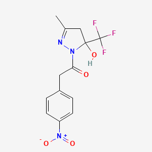 molecular formula C13H12F3N3O4 B4890790 3-methyl-1-[(4-nitrophenyl)acetyl]-5-(trifluoromethyl)-4,5-dihydro-1H-pyrazol-5-ol 