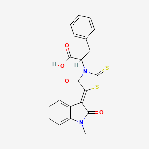 2-[5-(1-methyl-2-oxo-1,2-dihydro-3H-indol-3-ylidene)-4-oxo-2-thioxo-1,3-thiazolidin-3-yl]-3-phenylpropanoic acid