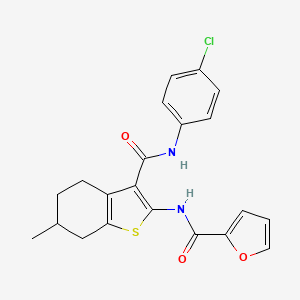 molecular formula C21H19ClN2O3S B4890817 N-(3-{[(4-chlorophenyl)amino]carbonyl}-6-methyl-4,5,6,7-tetrahydro-1-benzothien-2-yl)-2-furamide 
