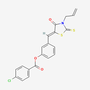 molecular formula C20H14ClNO3S2 B4890843 3-[(3-allyl-4-oxo-2-thioxo-1,3-thiazolidin-5-ylidene)methyl]phenyl 4-chlorobenzoate 
