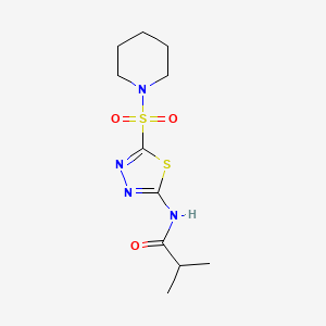 molecular formula C11H18N4O3S2 B4890844 2-methyl-N-[5-(1-piperidinylsulfonyl)-1,3,4-thiadiazol-2-yl]propanamide 