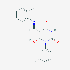 molecular formula C19H17N3O3 B4890930 1-(3-methylphenyl)-5-{[(2-methylphenyl)amino]methylene}-2,4,6(1H,3H,5H)-pyrimidinetrione 