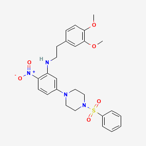 N-[2-(3,4-dimethoxyphenyl)ethyl]-2-nitro-5-[4-(phenylsulfonyl)-1-piperazinyl]aniline