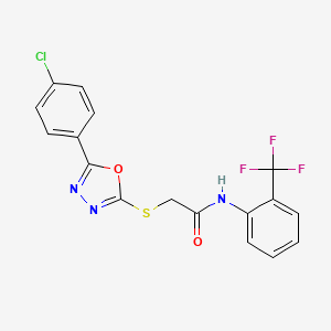 molecular formula C17H11ClF3N3O2S B4891018 2-{[5-(4-chlorophenyl)-1,3,4-oxadiazol-2-yl]thio}-N-[2-(trifluoromethyl)phenyl]acetamide 