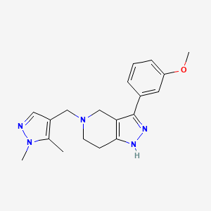 molecular formula C19H23N5O B4891027 5-[(1,5-dimethyl-1H-pyrazol-4-yl)methyl]-3-(3-methoxyphenyl)-4,5,6,7-tetrahydro-1H-pyrazolo[4,3-c]pyridine 