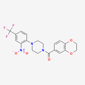 molecular formula C20H18F3N3O5 B4891064 1-(2,3-dihydro-1,4-benzodioxin-6-ylcarbonyl)-4-[2-nitro-4-(trifluoromethyl)phenyl]piperazine 