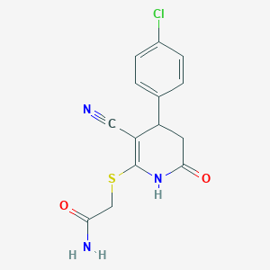molecular formula C14H12ClN3O2S B4891086 2-{[4-(4-chlorophenyl)-3-cyano-6-oxo-1,4,5,6-tetrahydro-2-pyridinyl]thio}acetamide 