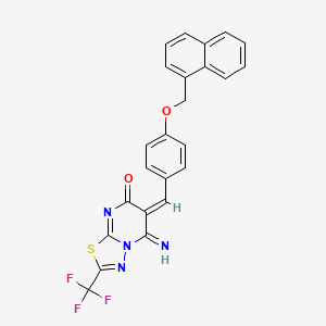 molecular formula C24H15F3N4O2S B4891096 5-imino-6-[4-(1-naphthylmethoxy)benzylidene]-2-(trifluoromethyl)-5,6-dihydro-7H-[1,3,4]thiadiazolo[3,2-a]pyrimidin-7-one 
