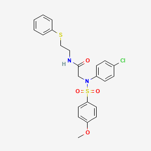 molecular formula C23H23ClN2O4S2 B4891097 N~2~-(4-chlorophenyl)-N~2~-[(4-methoxyphenyl)sulfonyl]-N~1~-[2-(phenylthio)ethyl]glycinamide 