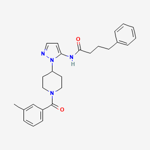 molecular formula C26H30N4O2 B4891111 N-{1-[1-(3-methylbenzoyl)-4-piperidinyl]-1H-pyrazol-5-yl}-4-phenylbutanamide 