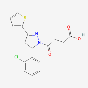 molecular formula C17H15ClN2O3S B4891116 4-[5-(2-chlorophenyl)-3-(2-thienyl)-4,5-dihydro-1H-pyrazol-1-yl]-4-oxobutanoic acid 
