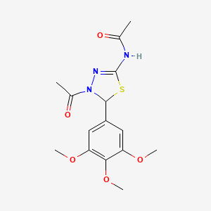 N-[4-acetyl-5-(3,4,5-trimethoxyphenyl)-4,5-dihydro-1,3,4-thiadiazol-2-yl]acetamide
