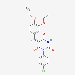 molecular formula C22H19ClN2O5 B4891205 5-[4-(allyloxy)-3-ethoxybenzylidene]-1-(4-chlorophenyl)-2,4,6(1H,3H,5H)-pyrimidinetrione 