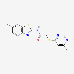 molecular formula C15H14N4OS2 B4891209 N-(6-methyl-1,3-benzothiazol-2-yl)-2-[(6-methyl-4-pyrimidinyl)thio]acetamide 